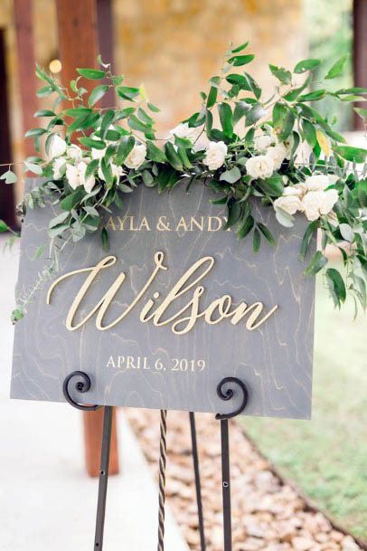 Welcome Board White Wedding Flowers