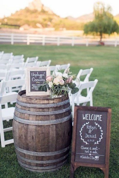 Welcome Outdoor Wedding Sign Seating Area For Guests