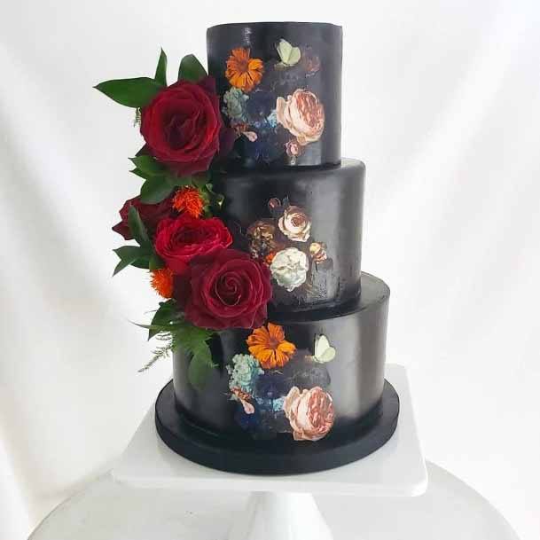 Whimsical Rose Art On Cake Gothic Wedding Decor