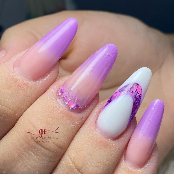 White Almond Shaped Nail For Ladies