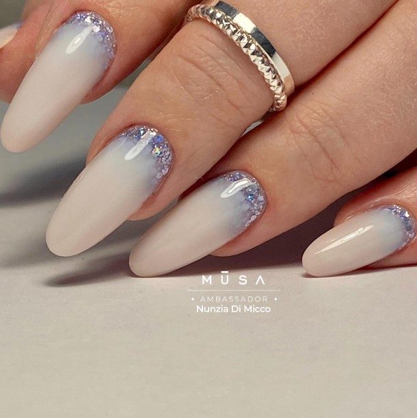 White Almond Shaped Nails Feminine Ideas