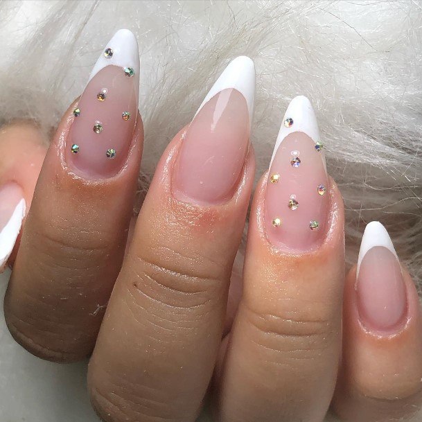 White Almond Shaped Nails For Girls