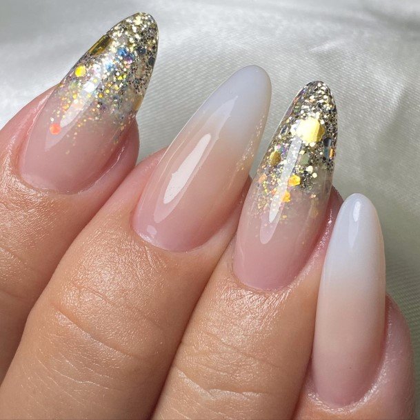 White Almond Shaped Womens Nail Ideas