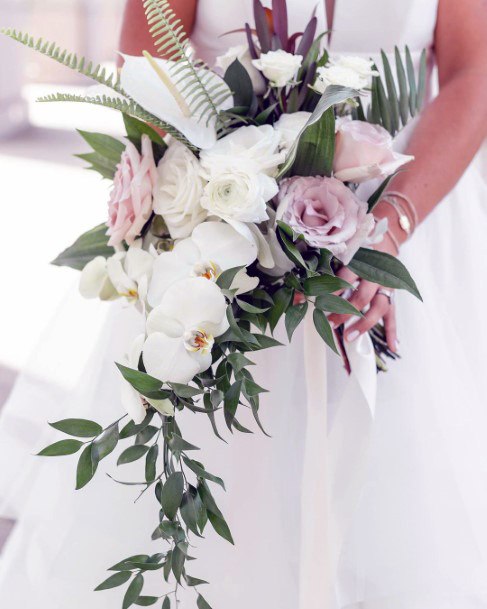 White And Amethyst August Wedding Flowers Bouquet