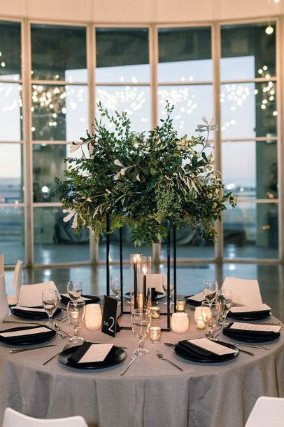 White And Black Wedding Dining Decor