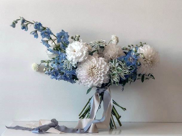 White And Blue Fall Wedding Flowers