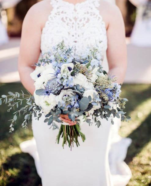White And Blue Grey Wedding Flowers