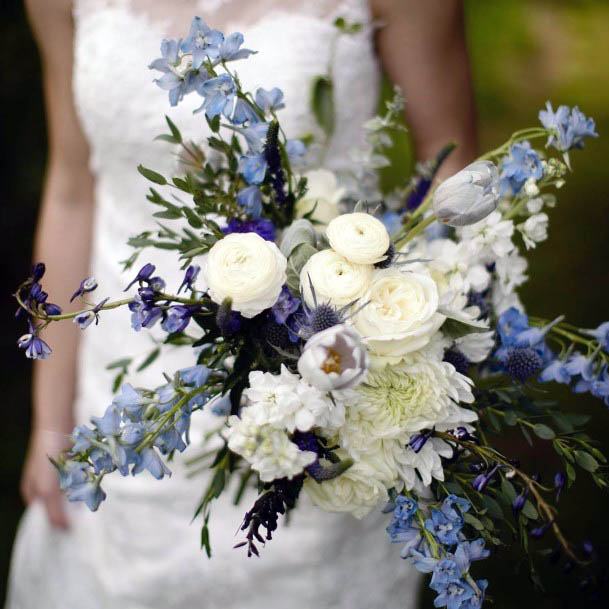 White And Blue Wedding Flowers Bouquet