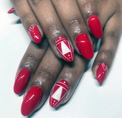 White And Bright Red Nails For Women