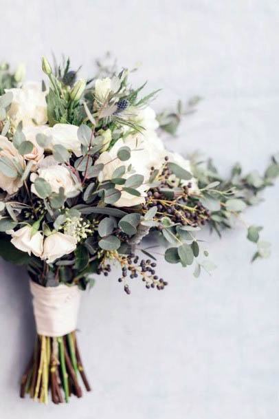 White And Green Tied Rustic Wedding Flowers