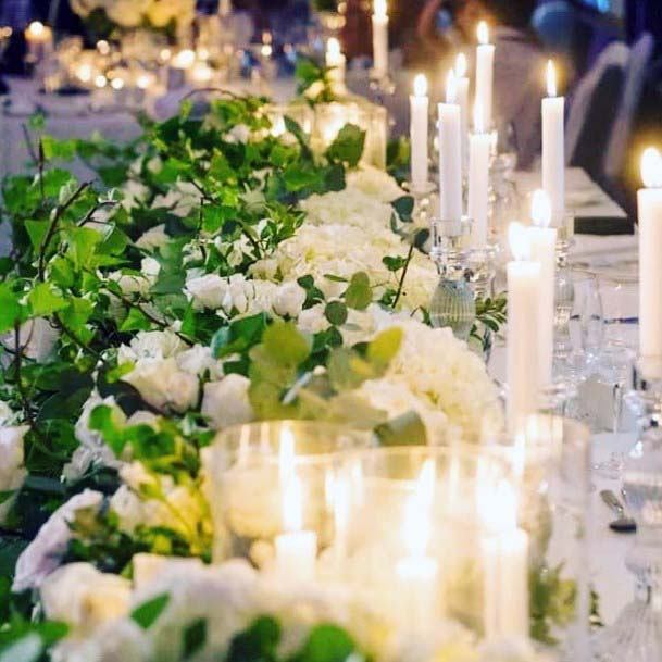 White And Green Wedding Head Table Decor