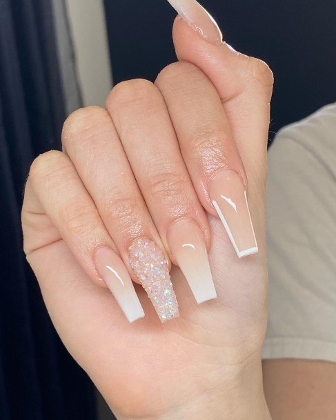 White And Nude Girls Nail Ideas