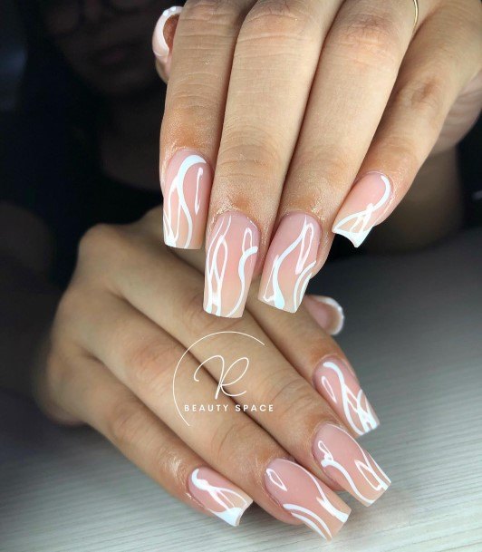 White And Nude Nail For Ladies