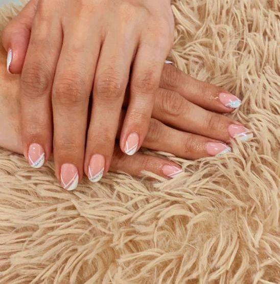 White And Nude Nails Feminine Ideas