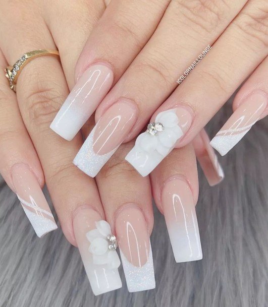 White And Nude Womens Nail Designs