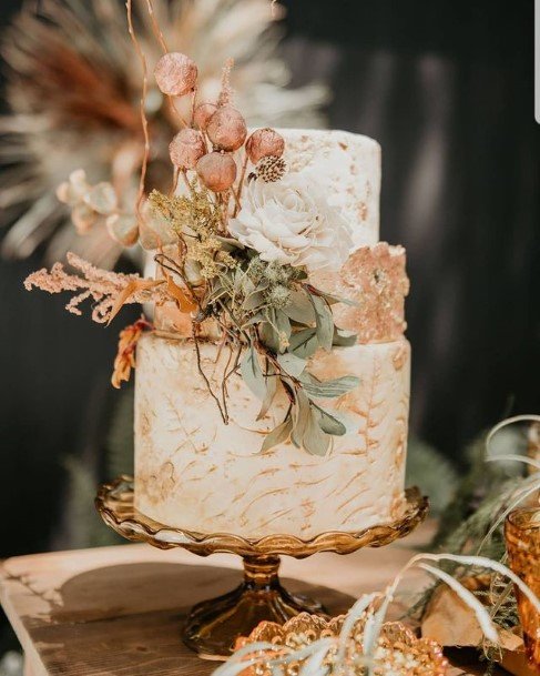 White And Orange 2 Tier Wedding Cake