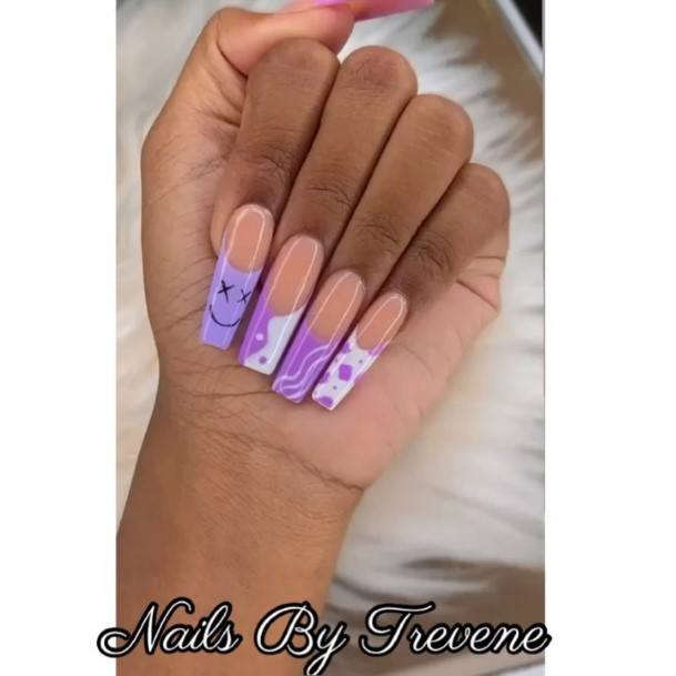 White And Purple Nails Feminine Ideas