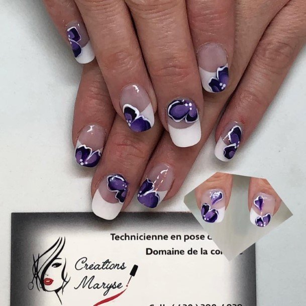 White And Purple Womens Nails