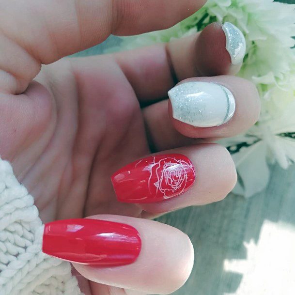 White And Red Nail Ideas For Women