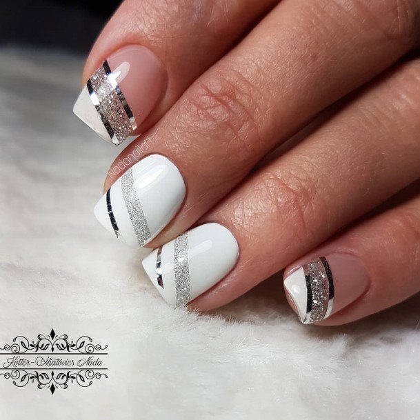 White And Silver Nail Design Inspiration For Women