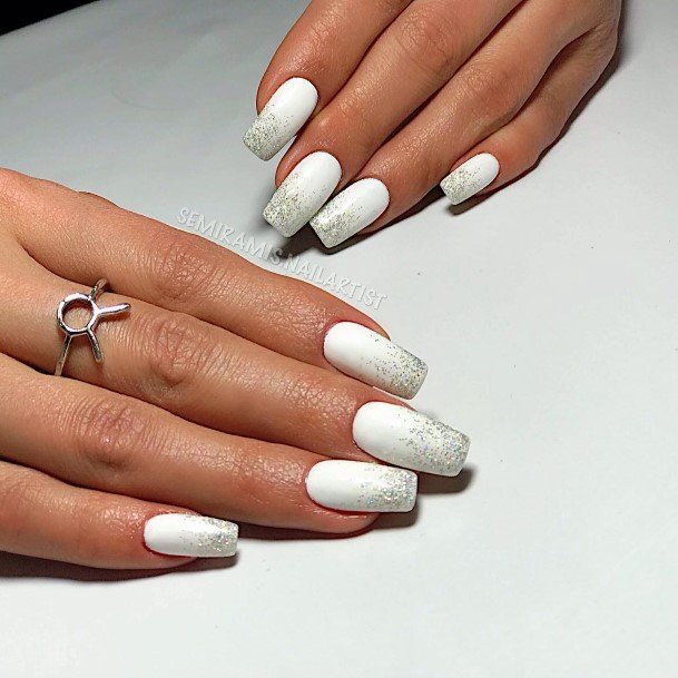 White And Silver Nail For Ladies