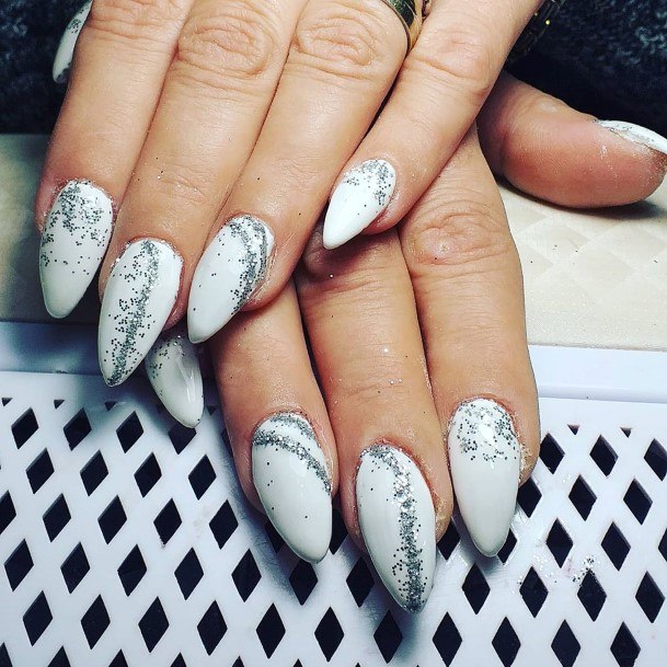 White And Silver Womens Nail Designs