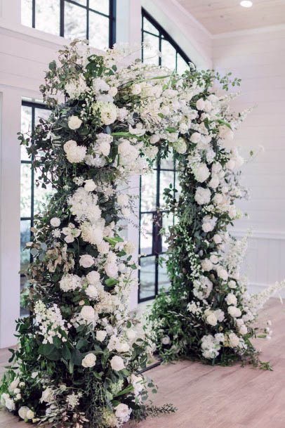 White August Flowrs Wedding Arch