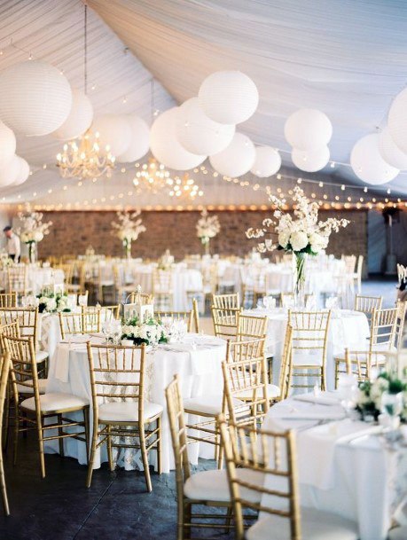 White Balloons Wedding Hall Decorations