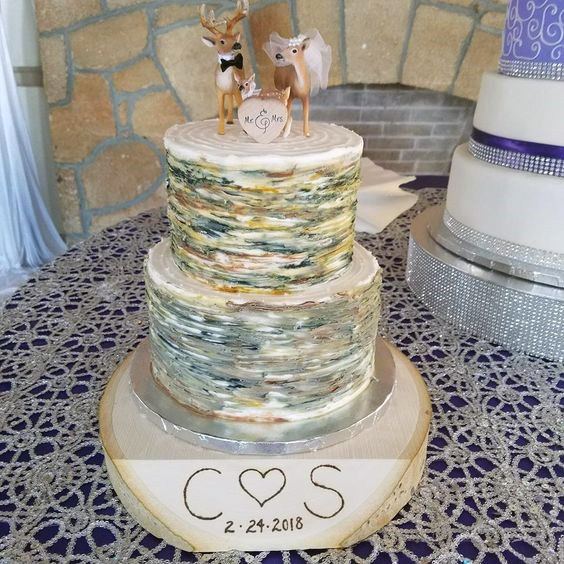 White Based Camo Wedding Cake
