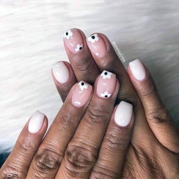 White Blossoms On Pink Nails