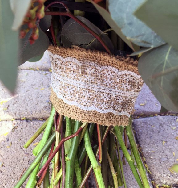 White Burlap Flower Tie Wedding Decor