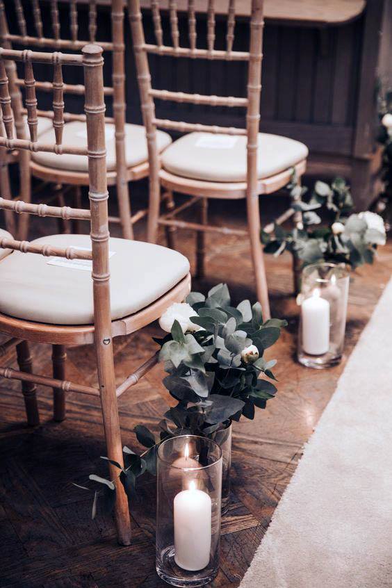 White Candles And September Wedding Flowers