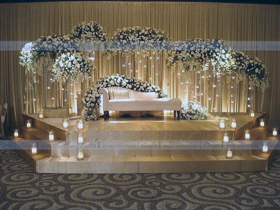 White Candles Decorations Wedding Stage