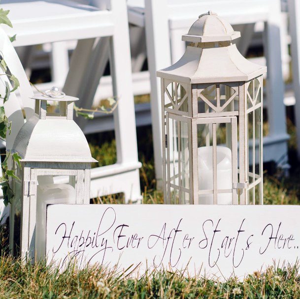 White Colored Wedding Lantern Decor Ideas