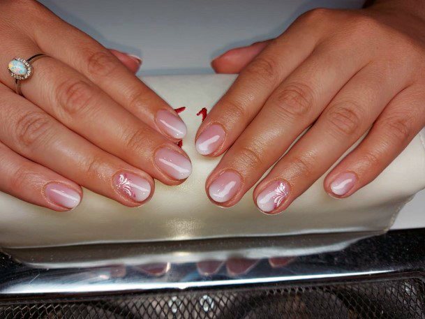 White Design On Natural Nail Ideas For Women