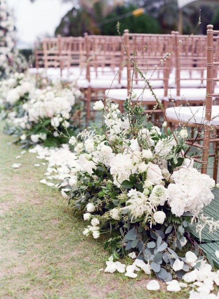 White Explosion Of Hydrangea Wedding Flowers Aisle Decor