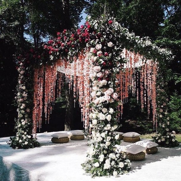 White Floral Platform Indian Wedding Flowers
