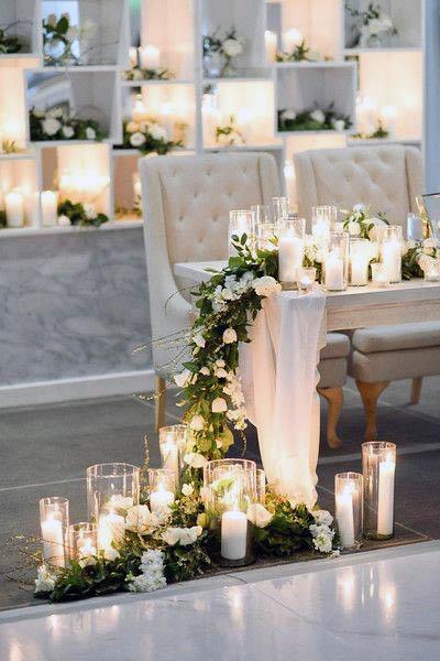 White Flowers And Candle Wedding Decor