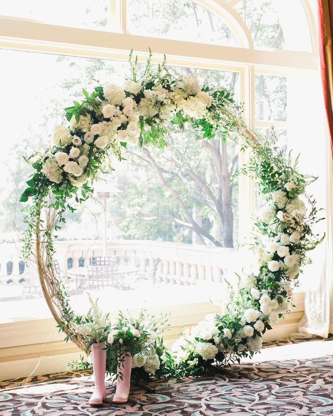 White Flowers Wedding Arch Sphere