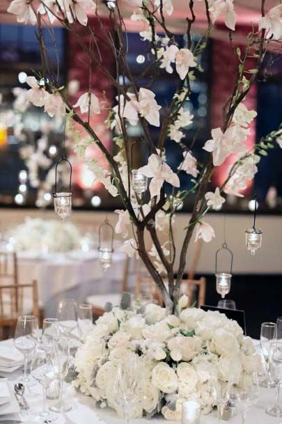 White Flowers Wedding Tree Decor