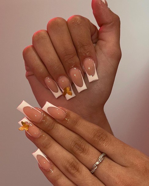 White French Nails Feminine Ideas