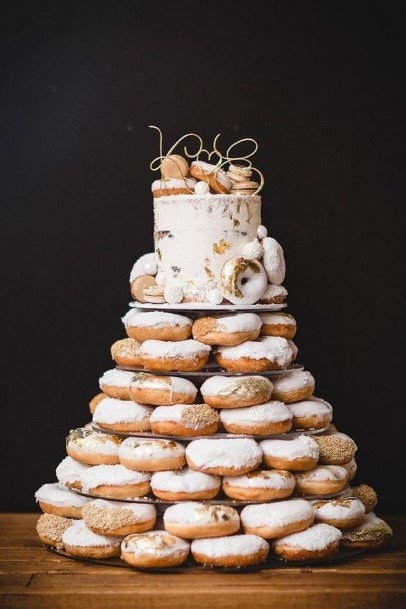 White Glazed Donut Wedding Cake