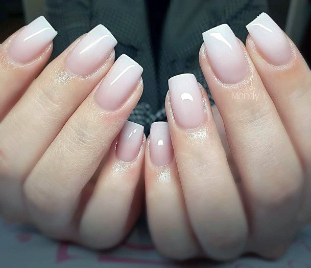 White Gradient Square Nails