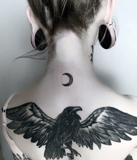 White Ink Eagle Tattoo Womens Back Tattoo Art