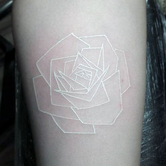 White Ink Rose Tattoo For Women