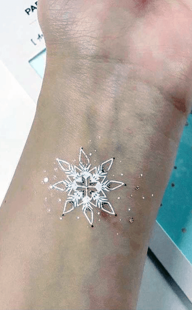 White Ink Star Sparkling Tattoo Women Art