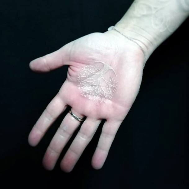 White Ink Tattoo Palm Women
