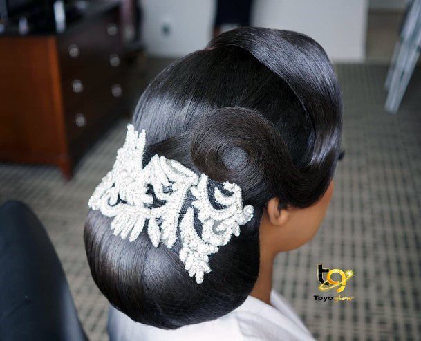 White Lace And Bun Wedding Hairstyles For Black Women