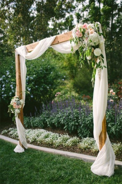 White Linen Wedding Arch Ideas