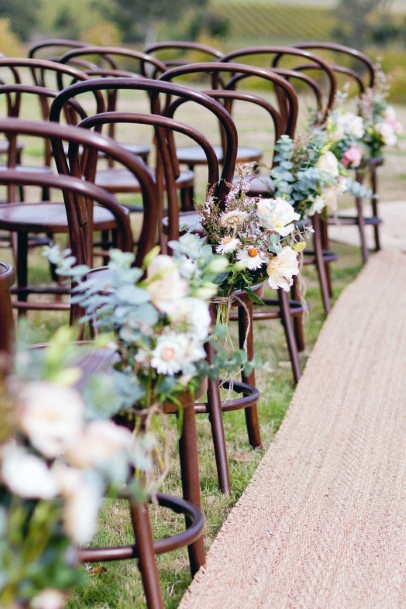 White May Wedding Flowers Chairs